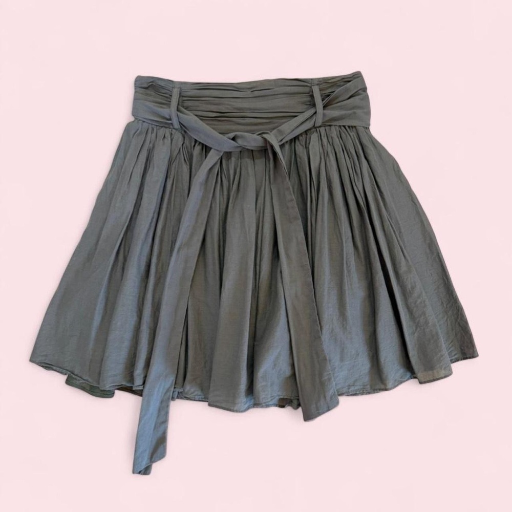 Y2K Green Flowy Mini Skirt with Belt